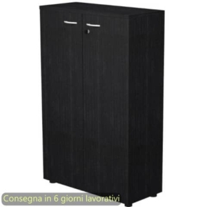 Mobile medio con ante con serratura 80x35xh.120 cm 2 ripiani Presto Artexport Nero venato frassino 035-69M/8-0