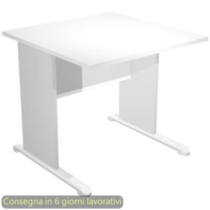 Scrivania piano Bianco 80x80xh.72 cm gamba a pannello Grigia con piede metallico linea Presto Artexport 001L/35-0