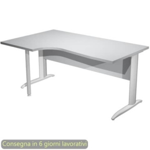 Scrivania angolare sinistra piano Grigio 160x60/80/100xh.72 cm gamba a L metallo Grigio - Presto Compact - 009K211/9/AA-0