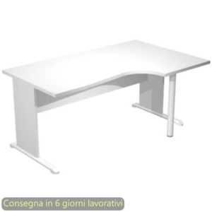 Scrivania angolare destra piano Grigio 160x60/80/100xh.72 cm gamba a pannello e piede metallico Presto Compact 008L11/9-0