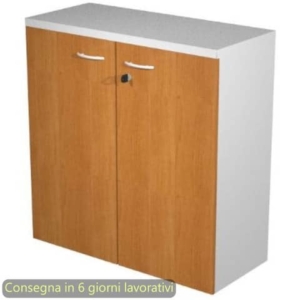 Mobile basso con serratura Presto 80x44xh.72 cm - struttura Grigia Artexport ante Noce chiaro - 530-67M/4-0