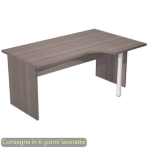Scrivania angolare destra Frassino toscano 160x60/80/100xH72 cm gamba a pannello in melaminico Presto Compact - 008PAN11/F-0
