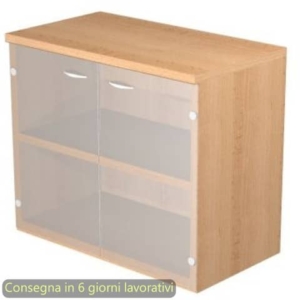 Mobile basso con ante in vetro satinato 80x35xh.72 cm Presto Artexport Faggio 030-67G/6-0