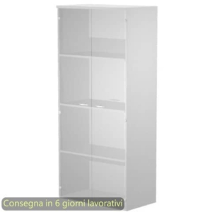 Mobile alto Presto 3 ripiani - ante in vetro satinato struttura Bianco Artexport 80x44xh.180 cm - 538-39-75G-0