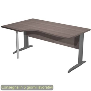 Scrivania angolare sinistra Frassino toscano 160x60/80/100xh.72 cm gamba a L metallo Antracite - Presto Compact 009K211/F/AF-0