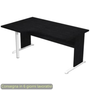 Scrivania angolare sinistra Nero venato frassino 160x60/80/100xh.72 cm gamba a pannello e piede metallico Presto Compact 009L11/8-0