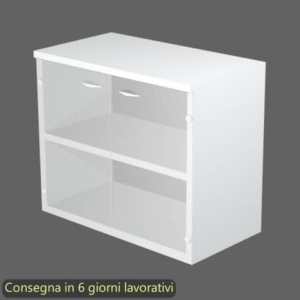 Mobile basso con ante in vetro satinato 80x35xh.72 cm Presto Artexport Bianco 030-67G/3-0