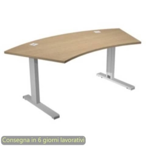 Scrivania direzionale piano sagomato Rovere 190x96xh.73 cm gamba ad L metallo Grigio Flex Direction - BMNG-URB/T/C-0