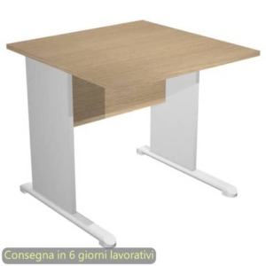 Scrivania piano Rovere 80x80xh.72 cm gamba a pannello Grigia con piede metallico linea Presto Artexport 001L/C5-0