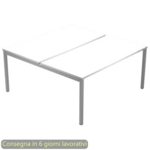 Scrivania bench doppia piano Bianco 120x164xh.72,5 cm gamba a ponte metallo Grigio Presto Venere Plus 664B-NOPAR/3-0