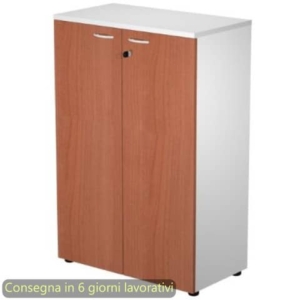 Mobile medio con serratura Presto 80x44xh.120 cm - struttura Grigia Artexport ante Ciliegio-0