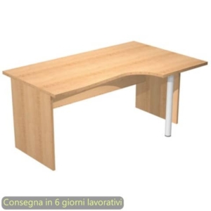 Scrivania angolare destra piano Faggio 160x60/80/100xH72 cm gamba a pannello in melaminico Presto Compact - 008PAN11/6-0