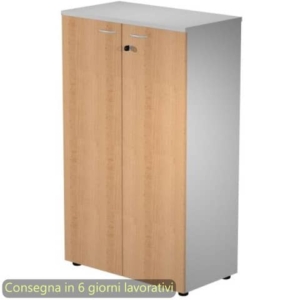 Mobile medio con serratura Presto 80x44xh.120 cm - struttura Grigia Artexport ante Faggio - 535-69M/6-0