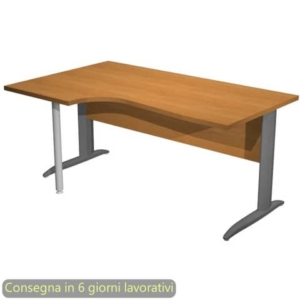 Scrivania angolare sinistra Noce chiaro 160x60/80/100xh.72 cm gamba a L metallo Antracite - Presto Compact 009K211/4/AF-0