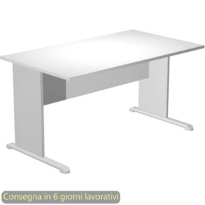 Scrivania piano Bianco 140x80xh.72 cm gamba a pannello Grigia con piede metallico linea Presto Artexport 002L/35-0