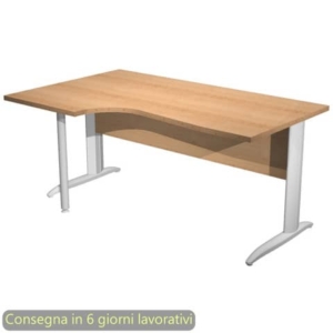 Scrivania angolare sinistra piano Faggio 160x60/80/100xh.72 cm gamba a L metallo Bianco - Presto Compact - 009K211/6/AN-0
