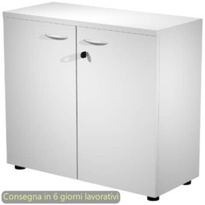Mobile basso con ante in melaminico con serratura 80x35xh.72 cm Presto Artexport Bianco - 030-67M/3-0