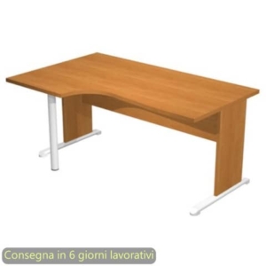 Scrivania angolare sinistra Noce chiaro 160x60/80/100xh.72 cm gamba a pannello e piede metallico Presto Compact 009L11/4-0