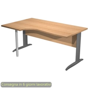 Scrivania angolare sinistra piano Faggio 160x60/80/100xh.72 cm gamba a L metallo Antracite - Presto Compact 009K211/6/AF-0