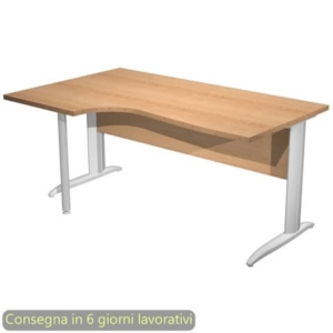 Scrivania angolare sinistra piano Faggio 160x60/80/100xh.72 cm gamba a L metallo Grigio - Presto Compact - 009K211/6/AA-0