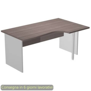 Scrivania angolare destra Frassino toscano 160x60/80/100xH72 cm gamba a pannello in melaminico Grigio Presto Compact-0