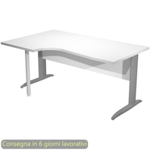 Scrivania angolare sinistra piano Bianco 160x60/80/100xh.72 cm gamba a L metallo Antracite - Presto Compact 009K211/3/AF-0