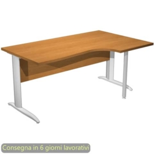 Scrivania angolare destra Noce chiaro 160x60/80/100xh.72 cm gamba ad L metallo Grigio Presto Compact - 008K211/4/AA-0