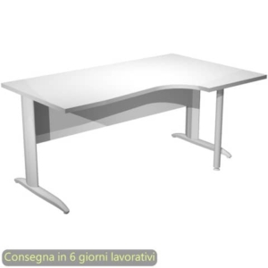 Scrivania angolare destra piano Bianco 160x60/80/100xh.72 cm gamba ad L metallo Bianco opaco Presto Compact 008K211/3/AN-0
