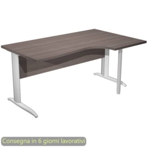 Scrivania angolare destra Frassino toscano 160x60/80/100xh.72 cm gamba ad L metallo Grigio Presto Compact - 008K211/F/AA-0
