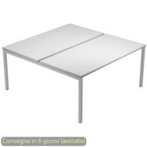 Scrivania bench doppia piano Grigio 120x164xh.72,5 cm gamba a ponte metallo Grigio Presto Venere Plus 664B-NOPAR/4-0