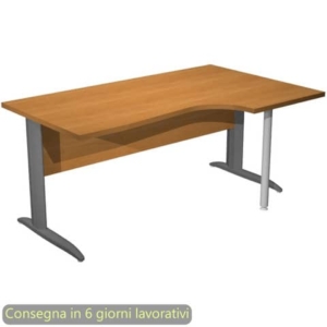 Scrivania angolare destra Noce chiaro 160x60/80/100xh.72 cm gamba ad L metallo Antracite Presto Compact - 008K211/4/AF-0