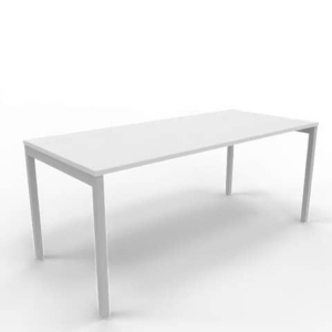 Scrivania piano Grigio 180x80xh.75 cm gamba a ponte in acciaio Argento linea Practika P3 Quadrifoglio - ECSPT180-GR-A-0