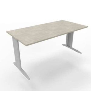 Scrivania piano cemento 160x80xh.75 cm gamba a L in acciaio Argento linea Practika P1 Quadrifoglio - ECSMT160-CL-A-0