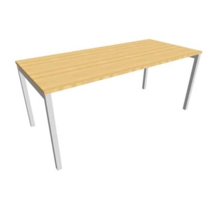 Scrivania piano Faggio 180x80xh.75 cm gamba a ponte in acciaio Argento linea Practika P3 Quadrifoglio - ECSPT180-FA-A-0