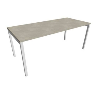 Scrivania piano cemento 180x80xh.75 cm gamba a ponte in acciaio Argento linea Practika P3 Quadrifoglio - ECSPT180-CL-A-0