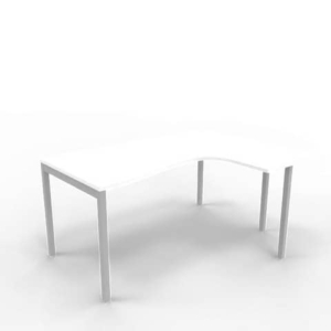 Scrivania angolare destra piano Bianco 160x120xh.75 cm gamba a ponte in acciaio Argento linea Practika P3 ECSPT16D-BA-A-0