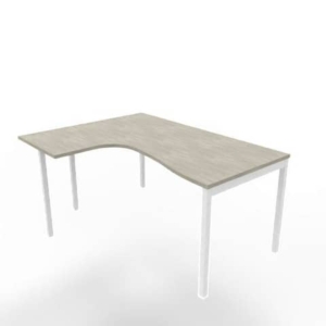Scrivania angolare sinistra piano cemento 160x120xh.75 cm gamba a ponte in acciaio Bianco linea Practika P3 - ECSPT16S-CL-I-0