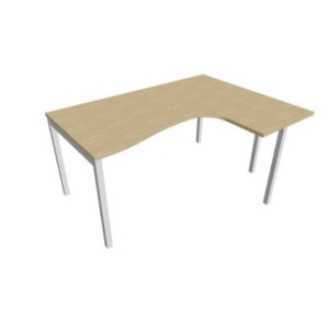 Scrivania angolare destra piano Rovere 160x120xh.75 cm gamba a ponte in acciaio Argento linea Practika P3 ECSPT16D-RK-A-0