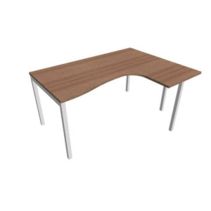 Scrivania angolare destra piano Noce canaletto 160x120xh.75 cm gamba a ponte in acciaio Argento linea Practika P3-0