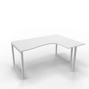 Scrivania angolare destra piano Grigio 160x120xh.75 cm gamba ad anello acciaio Argento Practika P2 ECSAT16D-GR-A-0