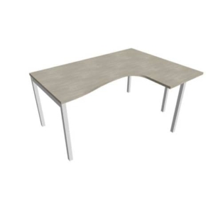 Scrivania angolare destra piano cemento 160x120xh.75 cm gamba a ponte in acciaio Argento linea Practika P3 ECSPT16D-CL-A-0