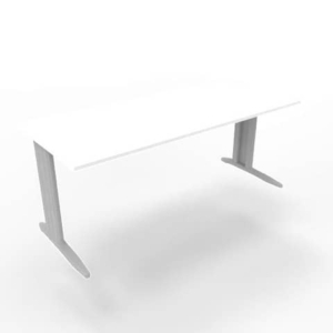 Scrivania piano Bianco 180x80xh.75 cm gamba a L in acciaio Argento linea Practika P1 Quadrifoglio - ECSMT180-BA-A-0