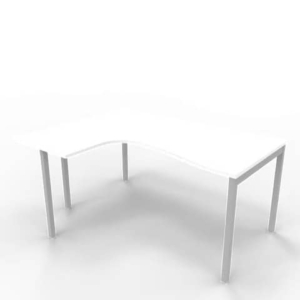Scrivania angolare sinistra piano Bianco 160x120xh.75 cm gamba a ponte in acciaio Argento linea Practika P3 ECSPT16S-BA-A-0