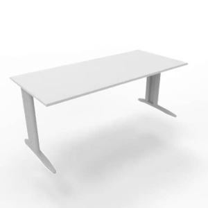 Scrivania piano Grigio 180x80xh.75 cm gamba a L in acciaio Argento linea Practika P1 Quadrifoglio - ECSMT180-GR-A-0