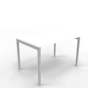 Scrivania piano Bianco 120x80xh.75 cm gamba a ponte in acciaio Argento linea Practika P3 Quadrifoglio - ECSPT120-BA-A-0