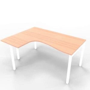 Scrivania angolare sinistra piano Noce canaletto 160x120xh.75 cm gamba a ponte in acciaio Bianco linea Practika P3-0