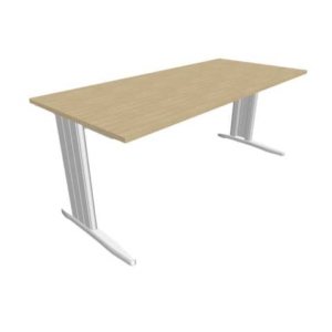 Scrivania piano Rovere 180x80xh.75 cm gamba a L in acciaio Argento linea Practika P1 Quadrifoglio - ECSMT180-RK-A-0
