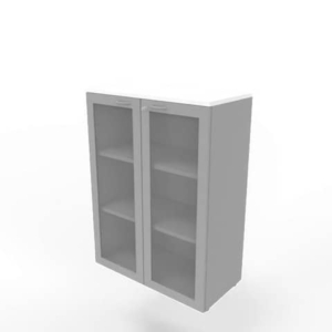 Armadio medio ante vetro telaio MDF - top Bianco scocca Argento 90x45xh.123,2 cm Practika Quadrifoglio - ECEM90T-BA-AA-V3-0