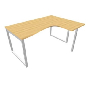 Scrivania angolare destra piano Faggio 160x120xh.75 cm gamba ad anello acciaio Argento Practika P2 ECSAT16D-FA-A-0