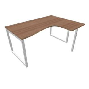 Scrivania angolare destra piano Noce canaletto 160x120xh.75 cm gamba ad anello acciaio Argento Practika P2-0